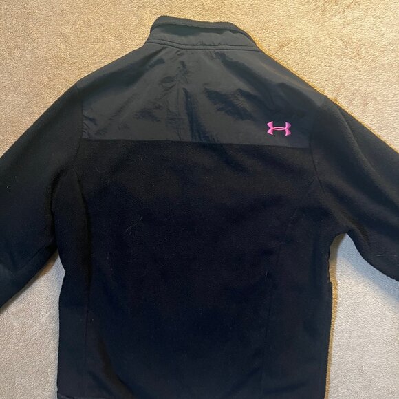Under Armour Women Large Black Pink Trim Zip Up Fleece Lining Pocket Jacket - Picture 7 of 7